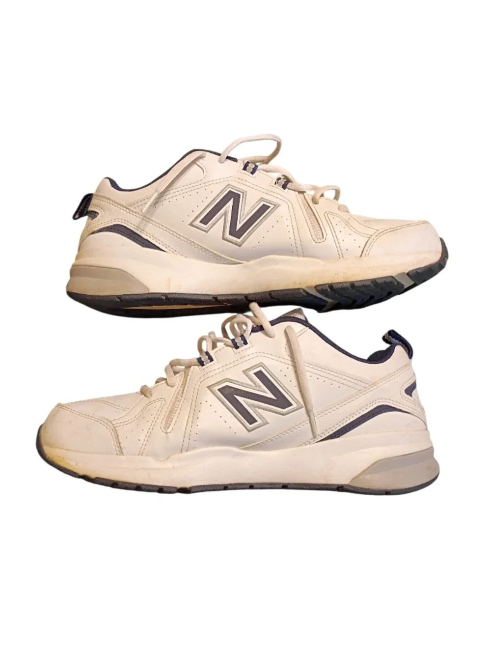 New Balance 608 Men's White and Navy Leather Athletic Sneakers